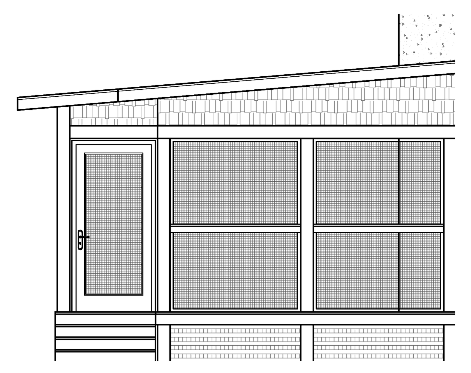Proposed left side elevation of the screened-in deck